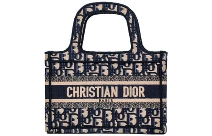 Женская сумка Dior Book Tote, мини, синяя и бежевая