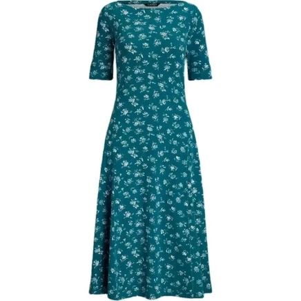Женское платье Lauren Ralph Lauren SS24 с коротким рукавом, синее