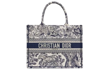 Женская сумка Dior BookTote с вышивкой, синяя
