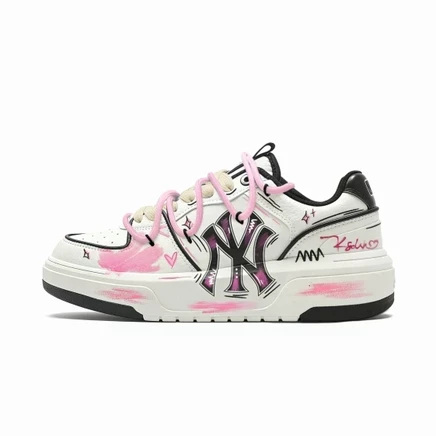 MLB Chunky Liner Lover Graffiti Cushioning Height Increasing Abrasion Resistant Low top Skateboard Shoes Unisex Pink розовый