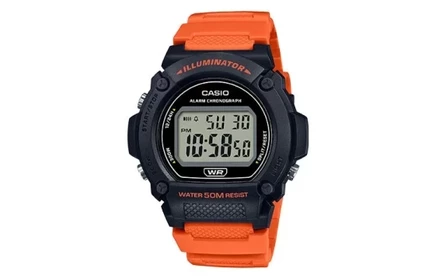 Мужские цифровые часы Casio W-219H-4AV, оранжевый ремешок