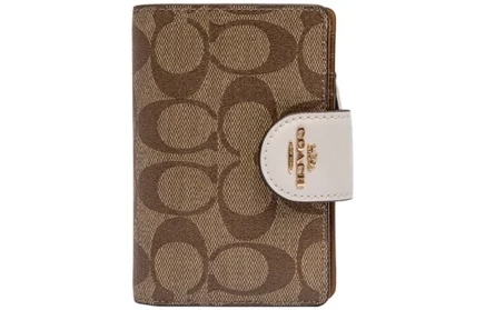 Женский клатч Coach Corner Zip, бело-хаки, монограмма