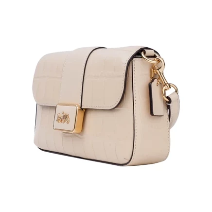 Женская мини-сумка Coach Grace, кожа под крокодила, айвори