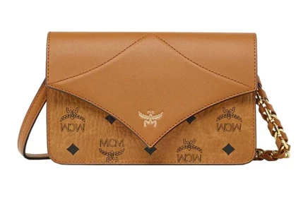 Женская мини-сумка MCM Visetos через плечо, коньячная