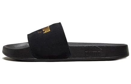 Женские шлёпанцы Puma Leadcat Suede, чёрно-золотые