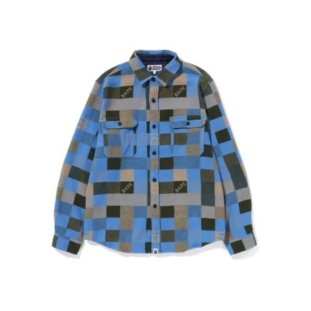Мужская рубашка A Bathing Ape, сине-коричневая