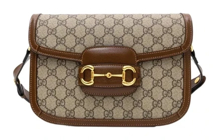 Женская сумка Gucci Horsebit 1955, бежево-коричневая