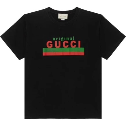 Мужская футболка Gucci с принтом, чёрная
