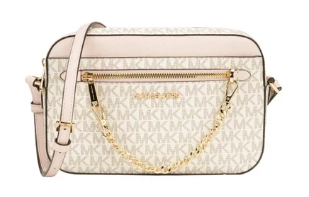 Женская сумка Michael Kors Jet Set, розово-белая