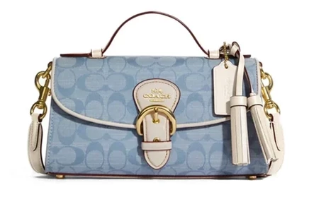 Женская сумка Coach Kleo из канваса, синяя