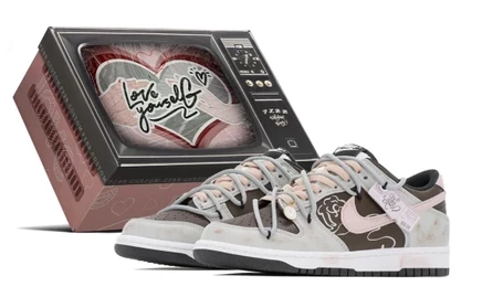 Nike Dunk Box, Rose Mocha Slip Resistant Abrasion Resistant Low top Kids' Skateboarding Shoes Gray Pink Brown Teenagers gray pink brown