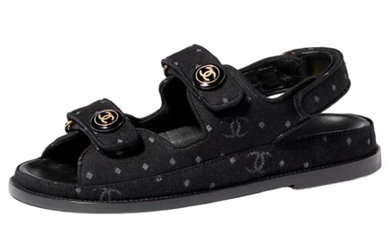 Женские сандалии Chanel Printed, черный деним