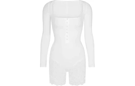 Комбинезон женский с длинным рукавом SKIMS FITS EVERYBODY LACE SNOW snow/snow