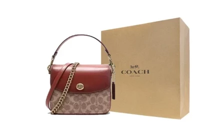 Женская сумка Coach Cassie, канвас и кожа, хаки/рыжая