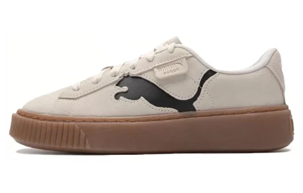Женские кеды Puma Suede Platform, бежево-черные