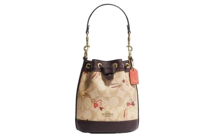 Женская сумка Coach Bucket, бежево-коричневая