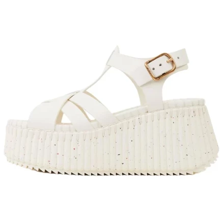 Женские босоножки Chloé Nama на танкетке, белые