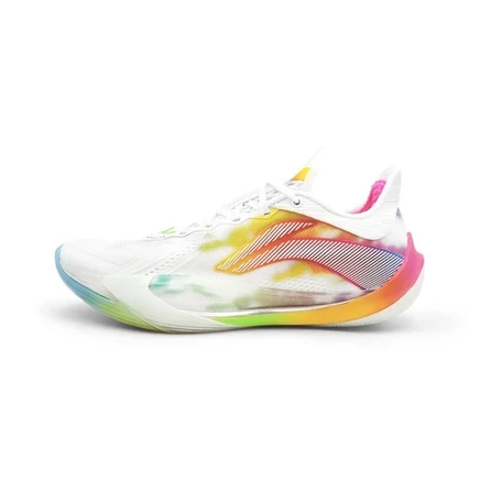 LiNing Sonic 13v2 Abrasion Resistant Slip Resistant Rebound Breathable Low top BOOM Technology Basketball Shoes Men's [after the rain, clear sky]standard white/lemon