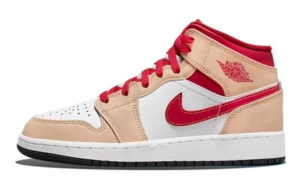 Кроссовки для девочек Jordan 1 Mid Light Curry Cardinal