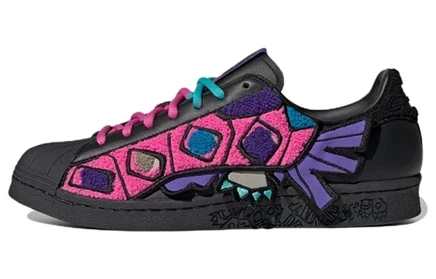 Мужские кеды adidas Superstar, черно-фиолетово-розовые