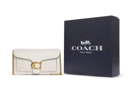 Женская сумка Coach Chain Trumpets, белая