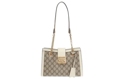 Женская сумка Gucci Padlock, малая, коричнево-белая