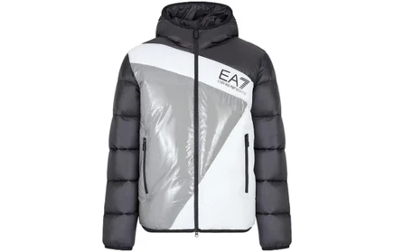 Мужская куртка-пуховик Emporio Armani EA7, серо-белая