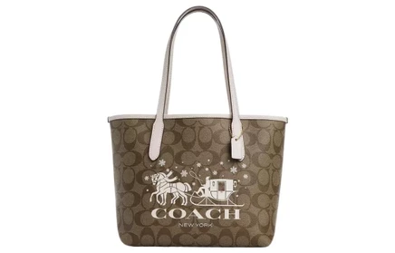 Женская мини-сумка Coach City, канвас и кожа, хаки