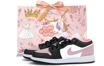 Детские кроссовки Jordan 1 Low, бело-розовые