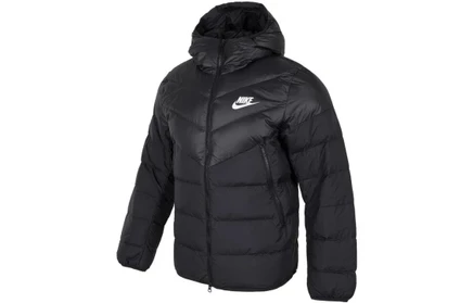 Мужской пуховик Nike с капюшоном, черный