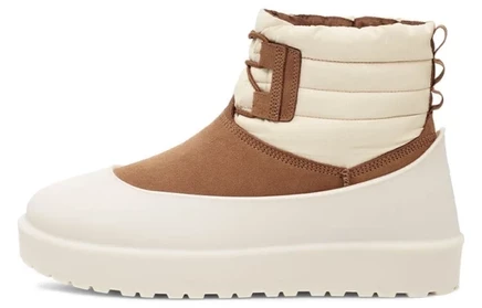 Женские ботинки Ugg Classic Mini Lace Up, каштаново-белые