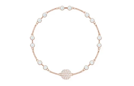 Женский браслет Swarovski, белый, розовое золото