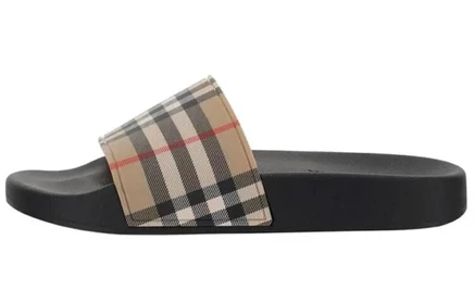Женские шлепанцы Burberry Check Print, бежевые
