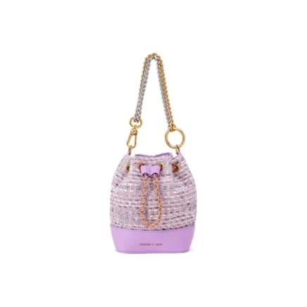Женская твидовая сумка CHARLES & KEITH Bucket, фиолетовая
