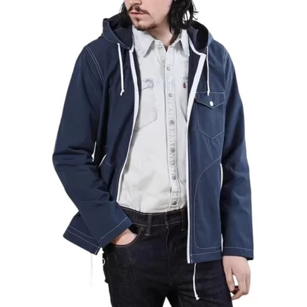 Мужская легкая куртка Levi's с капюшоном, синяя