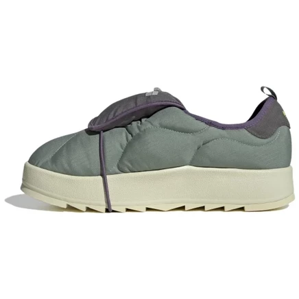 Мужские слипоны adidas Puffylette, зелено-серые