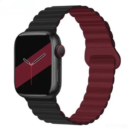 Ремешок Wepro для Apple Watch, силикон, черно-винный