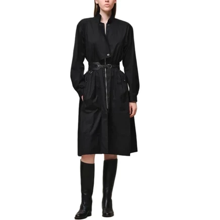 Женское платье Hermes SS26 с длинными рукавами, черное