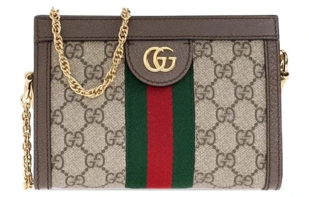 Женская сумка Gucci Ophidia Mini, черно-коричневая