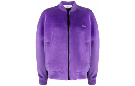 MSGM Jackets Women's Purple Baseball Collar Moderate Pilot фиолетовый