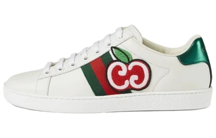 Женские кеды Gucci Ace Low, белые с яблоком GG