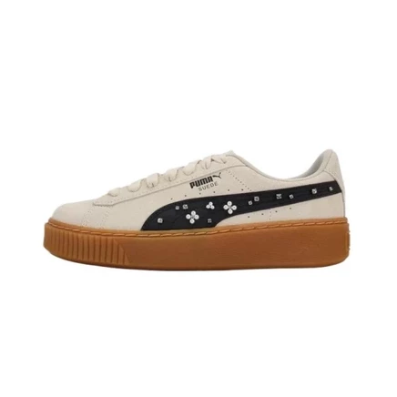 Женские кроссовки Puma Suede Platform, бежево-черные