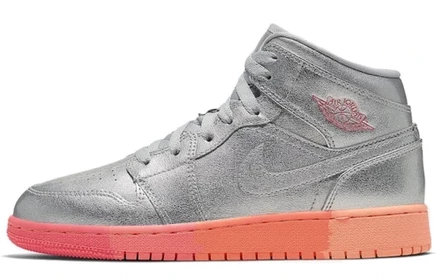 Детские кроссовки Jordan 1 Mid GS, серебристо-розовые