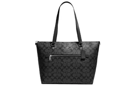 Женская сумка Coach, холст с монограммой, черная