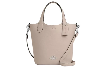 Женская сумка Coach Hanna из кожи, бежевая