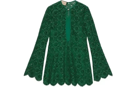 Женское платье Gucci SS22 с длинными рукавами, зеленое