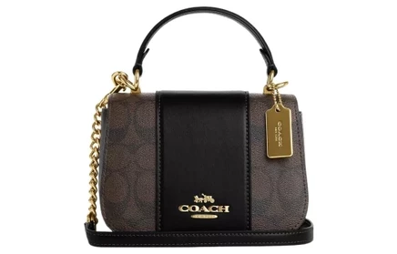 Женская сумка Coach Lysa, кожа, черно-коричневая