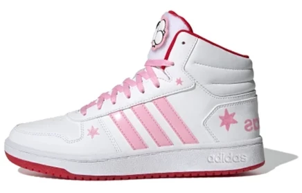 Женские кроссовки Adidas Hoops 2.0 Mid, бело-розовые