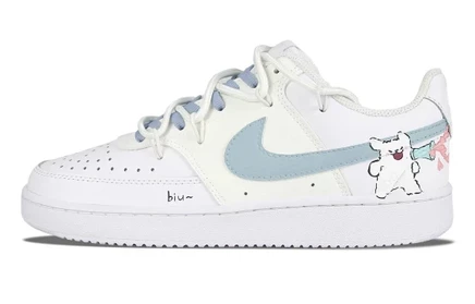 Nike Court Vision 1 Biu Synthetic Leather, Leather Maltese Slip Resistant Lightweight Non slip Lightweight Low top белый