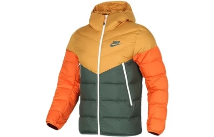 Мужской пуховик Nike, оранжево-зеленый